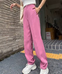 ad thie(アドティエ)/テーパードパンツ ダーツ センタープレス カラー ダーツ 立体 春服 春/ピンク