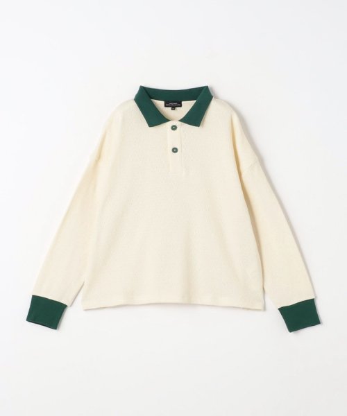 green label relaxing （Kids）(グリーンレーベルリラクシング（キッズ）)/TJ ハニカム 配色 ポロシャツ 100cm－130cm/OFFWHITE