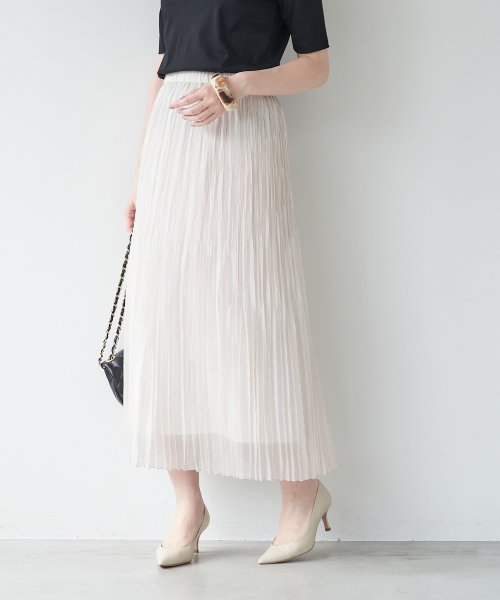 MICA&DEAL(マイカアンドディール)/random pleats skirt/L/BEIGE