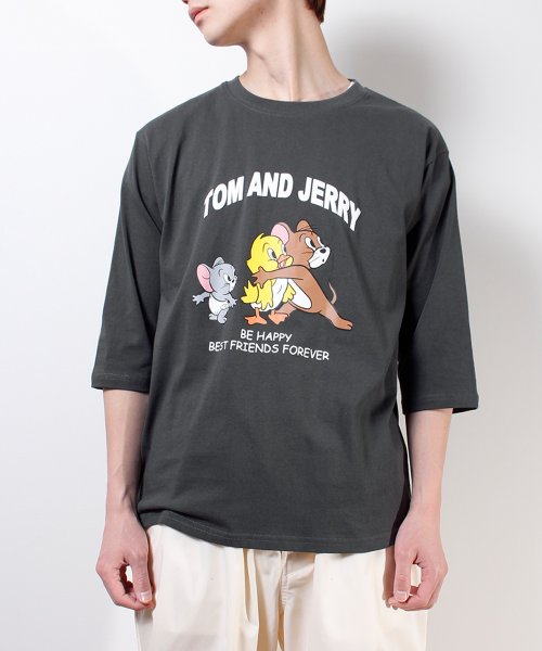 ALWAYS GOOD TIME NEW BASIC STORE(オールウェイグッドタイムニューベーシックストア)/【TOM & JERRY/トムとジェリー】プリント7分袖Ｔシャツ/スミクロ