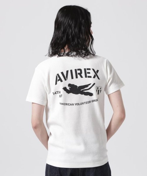 AVIREX(AVIREX)/《WEB&DEPOT限定》MINI WAFFLE CREWNECK T－SHIRT / ミニワッフル クルーネック Tシャツ / AVIRE/ホワイト
