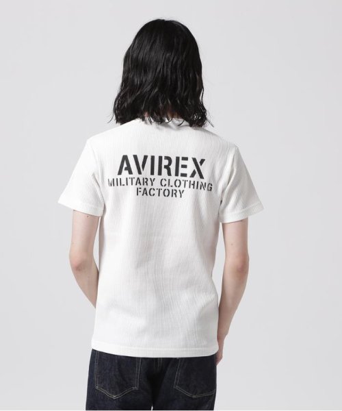 AVIREX(AVIREX)/《WEB&DEPOT限定》MINI WAFFLE V NECK T－SHIRT / ミニワッフル Vネック Tシャツ / AVIREX/ホワイト