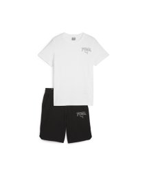 PUMA(プーマ)/キッズ ボーイズ プーマ スクアッド 半袖 Tシャツ アンド ショーツ セット 120－160cm/PUMAWHITE-PUMABLACK