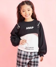 ANAP KIDS(アナップキッズ)/ミニ 裏毛 クロップド トップス + タンクトップ セット/ブラック
