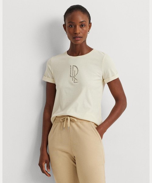 LAUREN RALPH LAUREN(LAUREN RALPH LAUREN)/ビーデッドロゴ コットンブレンドジャージー Tシャツ/101ナチュラル