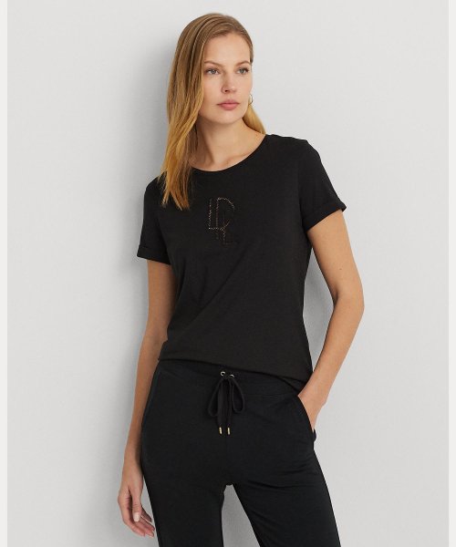 LAUREN RALPH LAUREN(LAUREN RALPH LAUREN)/ビーデッドロゴ コットンブレンドジャージー Tシャツ/001ブラック