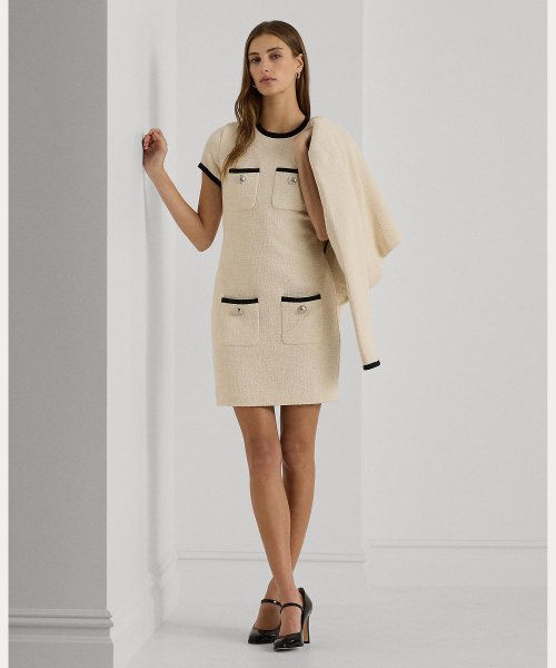 【セットアップ対応商品】ツートーン ブークレ シース ドレス 