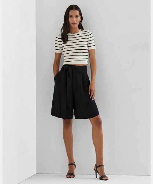 プリーテッド ジョーゼット ワイドレッグ ショートパンツ  V1501797060(11550円)