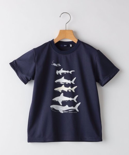 SHIPS KIDS(シップスキッズ)/SHIPS KIDS:140～160cm /〈接触冷感/吸水速乾〉シャーク フリーク TEE/ネイビー