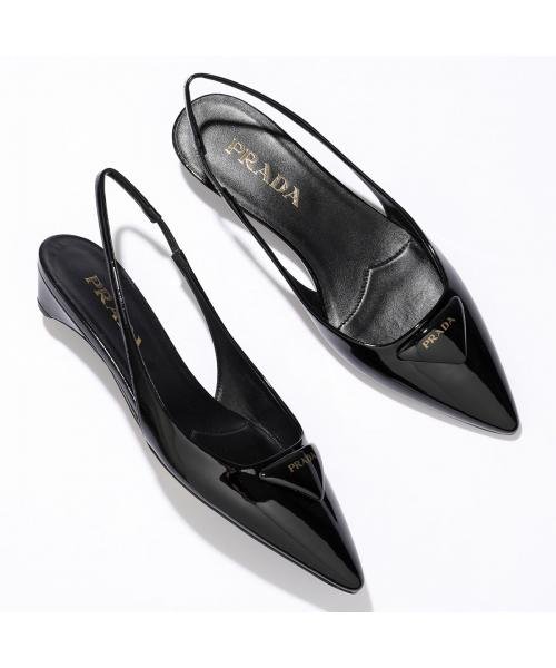 美品 PRADAロゴプリントスラックスハイヒール 古き