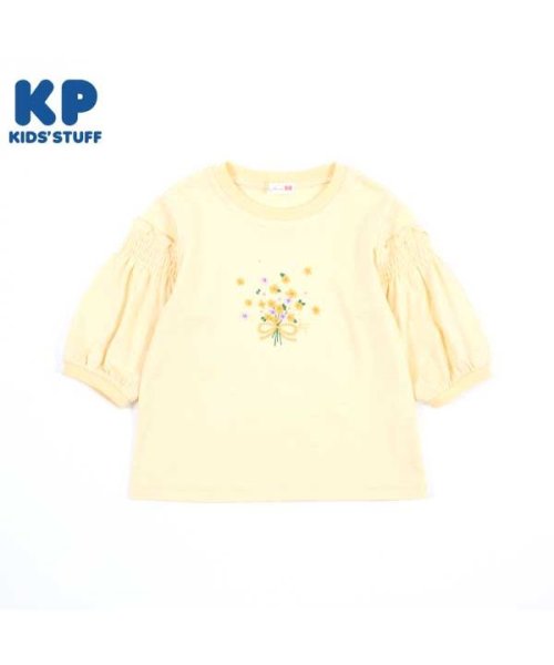KP(ケーピー)/KP(ケーピー)ブーケ刺繍の7分袖Tシャツ(140～150)/クリーム