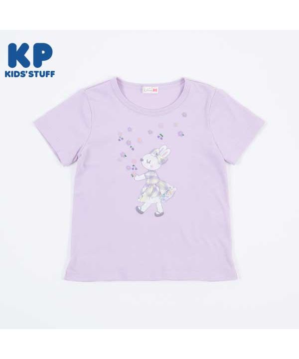 KP(ケーピー)チェックのmimiちゃんアップリケ半袖Tシャツ(140～160