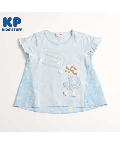 KP(ケーピー)/KP(ケーピー)mimiちゃんアップリケのデイジー柄切り替え半袖Tシャツ(140)/ブルー