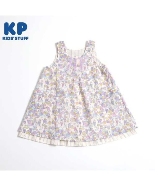 KP(ケーピー)/KP(ケーピー)おやつの街mimiちゃんプリントとストライプのリバーシブルジャンパースカート(100～130)/アイボリー
