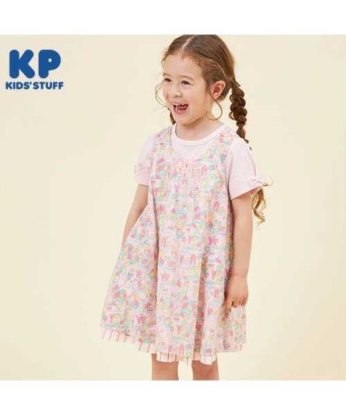 KP(ケーピー)/KP(ケーピー)おやつの街mimiちゃんプリントとストライプのリバーシブルジャンパースカート(100～130)/その他