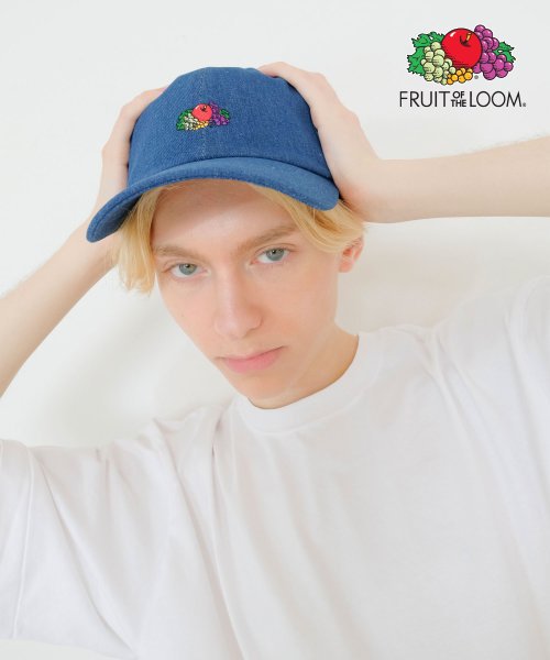 FRUIT OF THE LOOM(フルーツオブザルーム)/FRUIT OF THE LOOM LOGO EMB デニム LOW CAP/ブルー