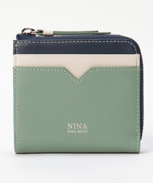  NINA NINA RICCI(ニナ・ニナ　リッチ)/L字ファスナー折財布【タングラムパース】/グリーン