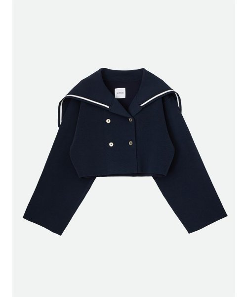 NOUNLESS(ナウンレス)/SHORT SAILOR KNIT JACKET/NAVY