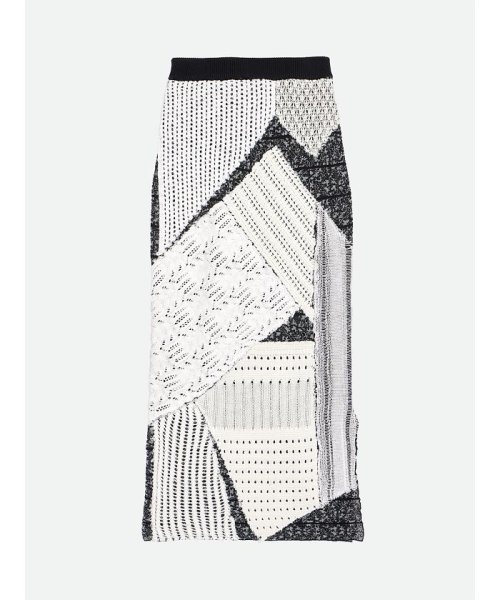 NOUNLESS(ナウンレス)/PATCHWORK I LINE KNIT SKIRT/MILK