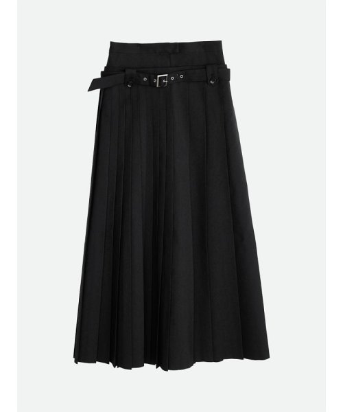 NOUNLESS(ナウンレス)/DOUBLE LOW WAIST SKIRT/NOIR