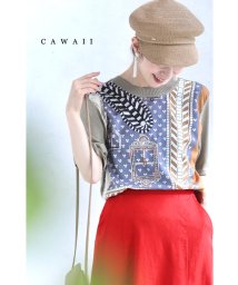 CAWAII/異素材合わせのスカーフ柄プルオーバートップス/505983052