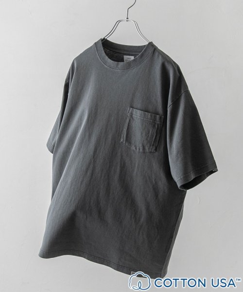 coen(coen)/USAコットンピグメントTシャツ/DK.GRAY