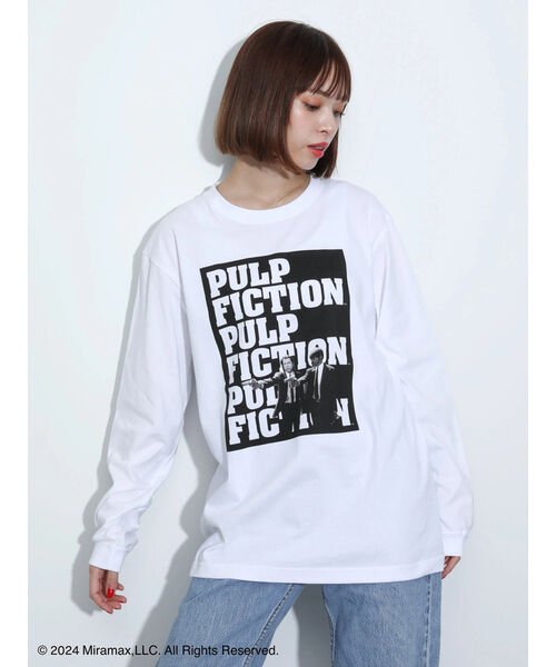 Green Parks(グリーンパークス)/■PULP FICTION ロゴptロンT/オフホワイト