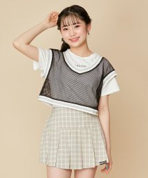 JENNI love(ジェニィラブ)/【セットアイテム】メッシュベスト付きTシャツ/ブラック