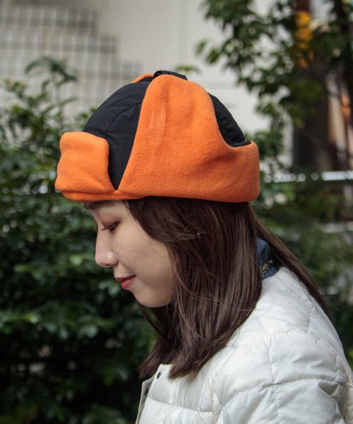 GLOSTER(GLOSTER)/FLEECE 2TONE FLIGHT CAP/ブラック