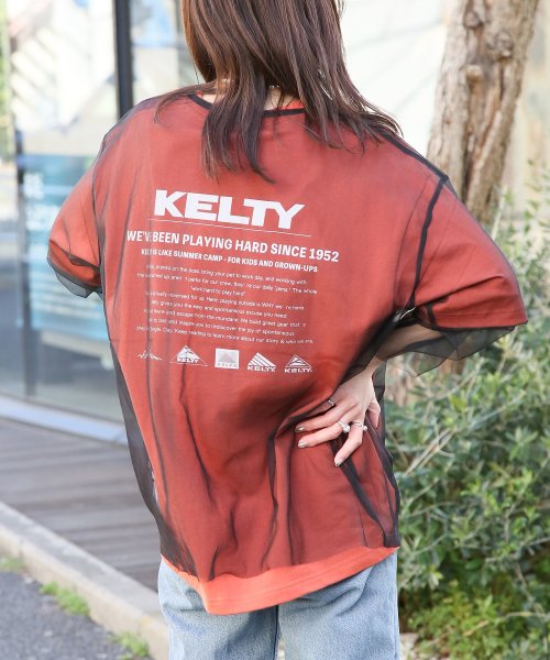 KELTY(KELTY)/別注【KELTY】 Back Print vintage archive LOGO crewneck Tee ヴィンテージ ロゴ Tシャツ バックプリント/オレンジ