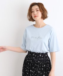 grove(グローブ)/【洗える／UVカット／接触冷感】5分袖ロゴTシャツ/ブルー（091）