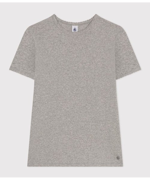 PETIT BATEAU(プチバトー)/ポワンココットクルーネック半袖Ｔシャツ/グレー