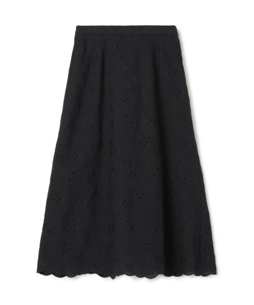 ボイルフラワーエンブロイダリー セミフレアスカート 