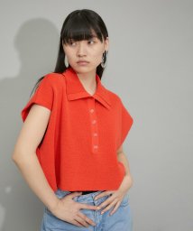 ADAM ET ROPE'(アダム　エ　ロペ)/【WEB限定・サステナブル】ニットポロTEE/レッド（60）