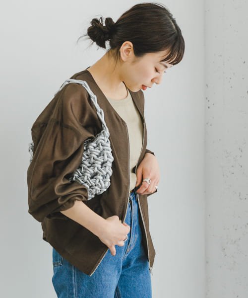 ITEMS URBANRESEARCH(アイテムズ アーバンリサーチ（レディース）)/シアーVネックブルゾン/BRN