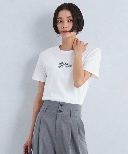 green label relaxing(グリーンレーベルリラクシング)/【別注】＜PETIT BATEAU＞フロント プリント ショートスリーブ Tシャツ/OFFWHITE