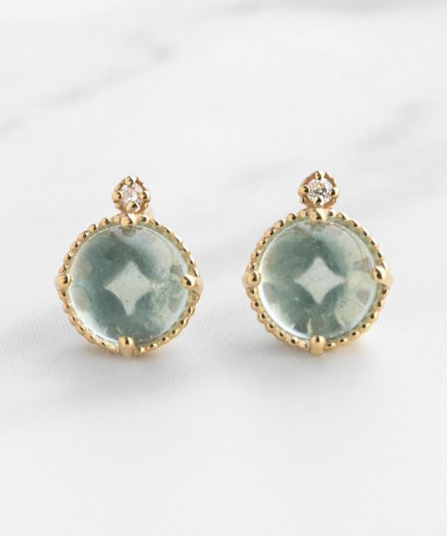 【WEB限定＆数量限定】BLOOMING BUD K10 PIERCED EARRINGS K10 天然石カボションカット ピアス K10