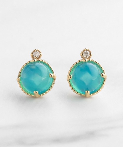 【WEB限定＆数量限定】BLOOMING BUD K10 PIERCED EARRINGS K10 天然石カボションカット ピアス K10