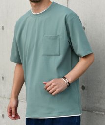 SHIPS any MEN(シップス　エニィ　メン)/SHIPS any: 〈吸水・速乾・ストレッチ〉 フェイク レイヤード Tシャツ 24SS◇/ライトグリーン