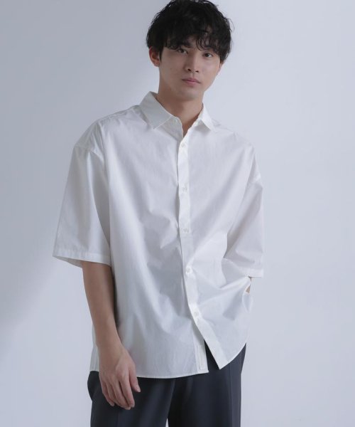 nano・universe(ナノ・ユニバース)/「大人のワイドシャツ」レギュラーカラー　半袖/ホワイト