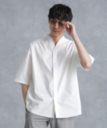 nano・universe(ナノ・ユニバース)/「大人のワイドシャツ」バンドカラー　半袖/ホワイト