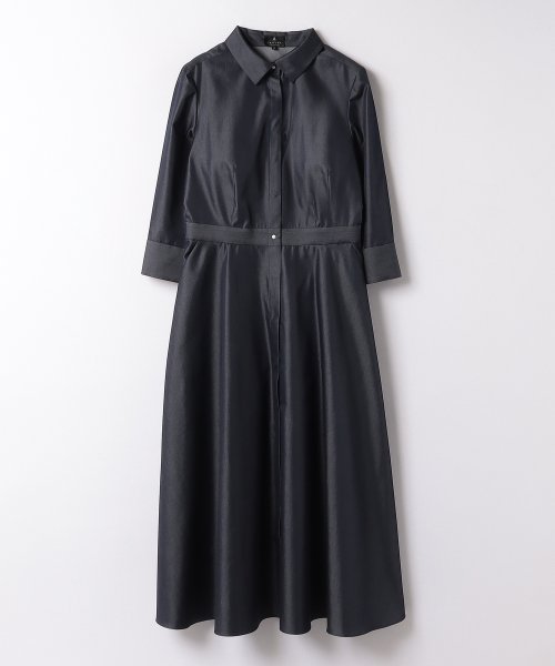 LANVIN COLLECTION(ランバンコレクション（レディス）)/デニムライクコットンシルクワンピース/ネイビー