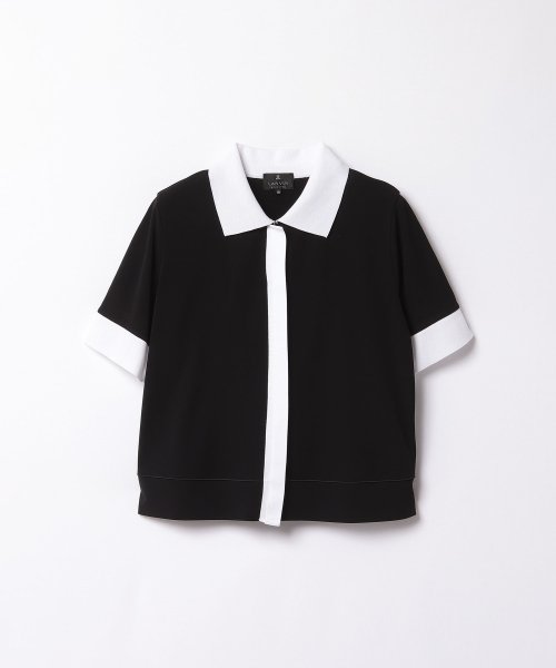 LANVIN COLLECTION(ランバンコレクション（レディス）)/ニット切り替えシャツカットソー/ブラック