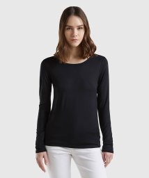 BENETTON (women)(ベネトン（レディース）)/ビスコースUネック長袖Tシャツ・カットソー/ブラック