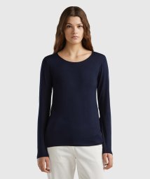 BENETTON (women)(ベネトン（レディース）)/ビスコースUネック長袖Tシャツ・カットソー/ネイビー