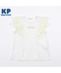 KP(ケーピー)/KP(ケーピー)デイジーチェック柄の肩フリル半袖Tシャツ(110～130)/オフホワイト