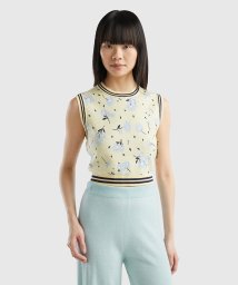 BENETTON (women)/花柄モチーフ総柄ショート丈ノースリーブコットン100%ニットトップス/505932905