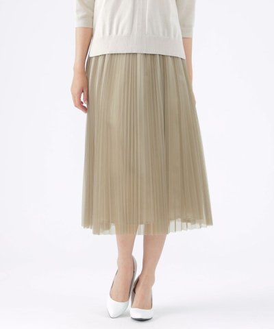 【ウォッシャブル】シアーチュールアコーディオンプリーツスカート