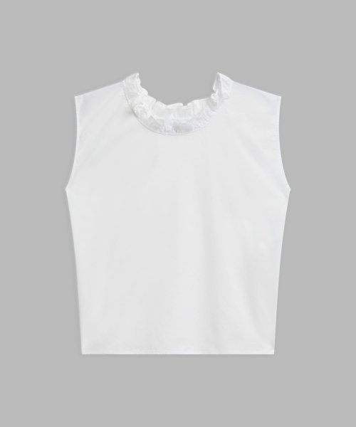 agnes b. FEMME(アニエスベー　ファム)/UF95 HAUT ノーカラーシャツ/ホワイト