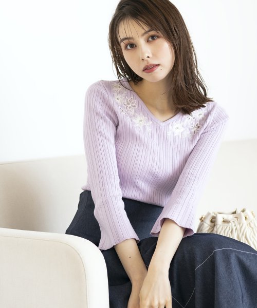 【2024春夏新作】レースカラー刺繍ニット/MM418313